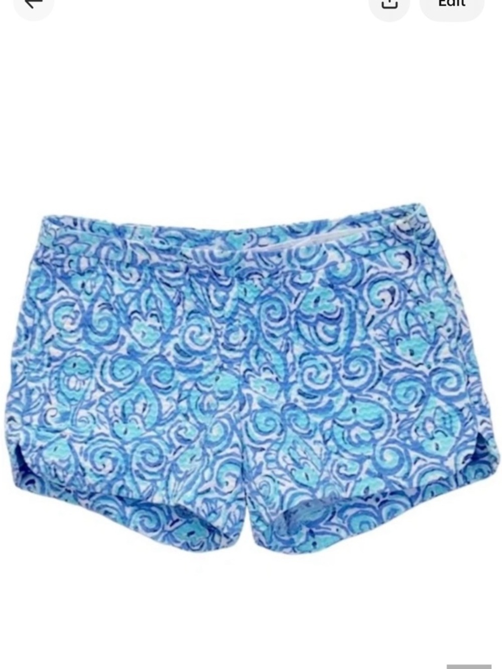 Lilly Pulitzer Adie Shorts Chasing Tail Blue Aqua Fish Print Sz 00 Cotton Preppy